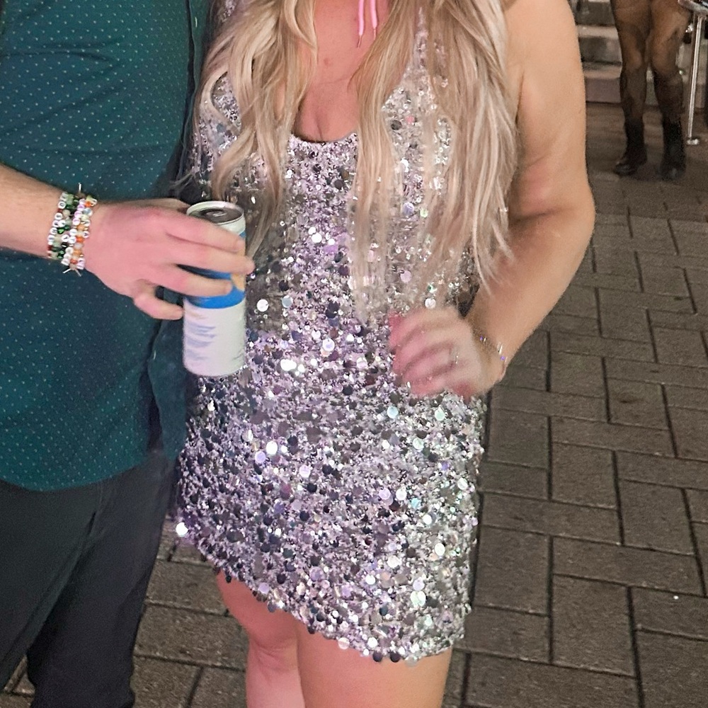 Show Me Your MuMu Silver Sparkly Mini Skort